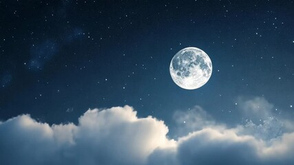 Wall Mural - full moon in night sky with clouds
