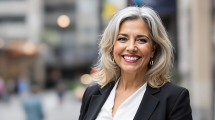 Aufkleber - A confident woman radiates warmth and professionalism.