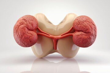 Aufkleber - 3D rendering of human kidneys with renal arteries and veins.
