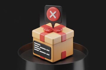 Aufkleber - A gift box with a red ribbon and a rejection symbol on top.  Order canceled or returned.