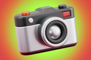 Poster - A stylized 3D render of a retro camera, showcasing its sleek design and simple functionality.