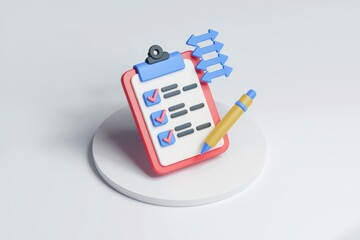 Aufkleber - 3D rendering of a checklist with upward arrows, signifying progress and task completion.