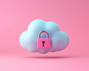 Poster - A cloud with a pink lock on it