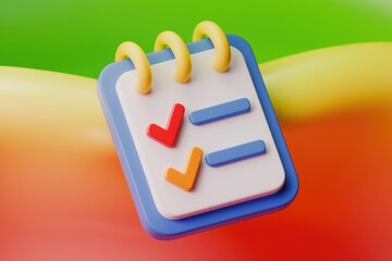 Poster - A 3D rendered checklist notepad with two completed items, signifying task management or organization.