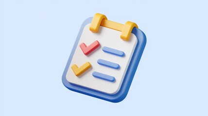 Leinwandbilder - A 3D rendering of a checklist with checkmarks, symbolizing task completion and organization.