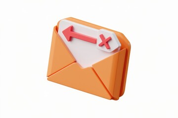 Fototapete - 3D render of an orange envelope with a rejected message, indicating email rejection or cancellation.