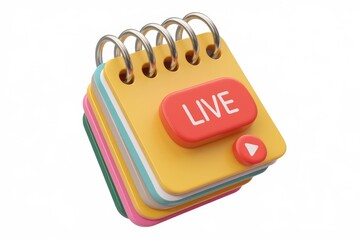 Aufkleber - A colorful notepad icon displaying 'LIVE' with a play button, symbolizing live streaming or broadcasting.