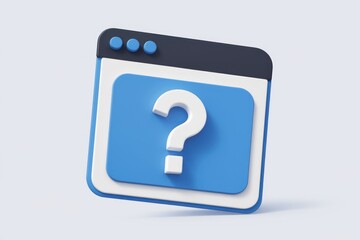 Leinwandbilder - A 3D rendering of a blue web browser window displaying a large white question mark.