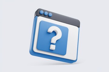 Leinwandbilder - 3D render of a browser window with a question mark, symbolizing online queries and help.