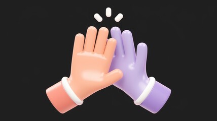 Poster - Two cartoon hands giving a high five, symbolizing teamwork and success.