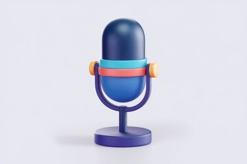Poster - A colorful 3D render of a microphone, symbolizing podcasting, voice recording, and audio broadcasting.