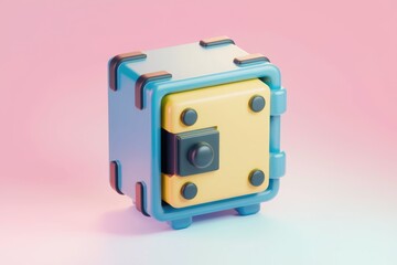 Poster - A cute, cartoonish rendering of a small, pastel-colored safe.