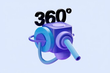 Poster - Abstract 3D render of a 360 rotating device with vibrant blue and purple elements.