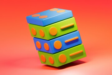 Aufkleber - A stack of colorful, playful blocks with rounded edges and simple designs.
