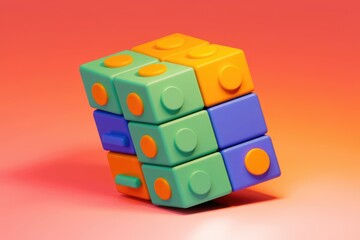Aufkleber - A colorful 3D rendering of interlocking blocks, resembling a playful, abstract puzzle.