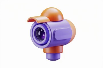 Poster - A stylized 3D rendering of a vibrant purple and orange camera.
