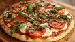 © Aisha - A classic Italian pizza topped with fresh basil, mozzarella, and tomatoes.