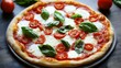 © Aisha - A classic Italian pizza topped with fresh basil, mozzarella, and tomatoes.