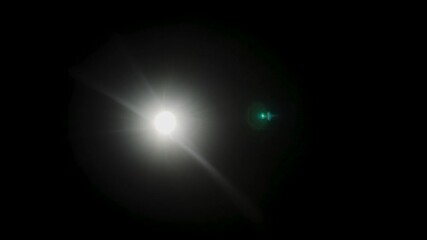 Aufkleber - Easy to add lens flare effects for overlay designs or screen blending mode to make high-quality images. Abstract sun burst, digital flare, iridescent glare over black background.