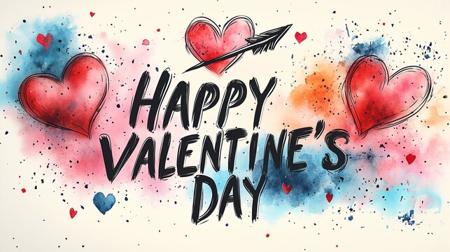 Valentines Day Calligraphy Banner with Heart