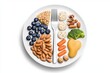 © Sanchai - A flat illustration of a plate divided into healthy food groups, highlighting balance and portion control