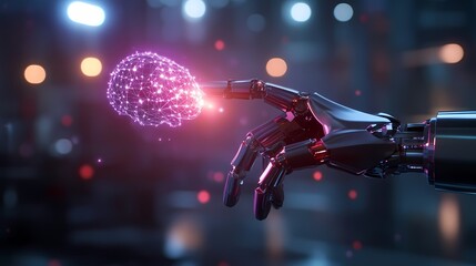 Poster - Robotic hand interacting with a digital brain.