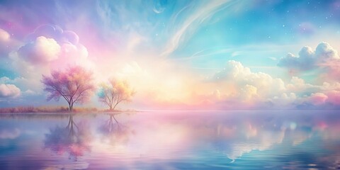 Wall Mural - Abstract landscape featuring soft pastel hues creating a dreamy and serene atmosphere, pastel, landscape, abstract, soft, dreamy