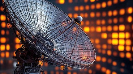 Poster - Satellite Dish with Glowing Data Streams Symbolizing Global Connectivity