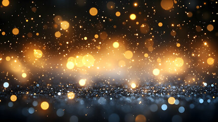 Wall Mural - Golden & Blue Sparkles: Abstract Festive Background