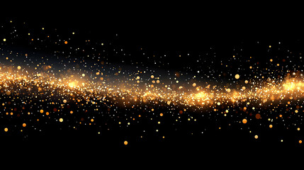 Wall Mural - Golden Glitter: Shimmering Particles Flowing Across Black Background