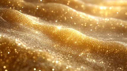 Sticker - Golden Glitter Waves Shimmering Beautifully, Sparkling Lights Dance Joyfully