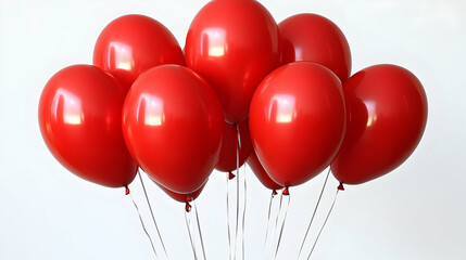 Wall Mural - Red Balloons Float Upward Joyfully Celebrating