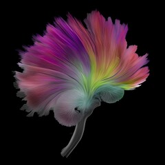 Poster - Abstract brain art, colorful flower-like structure resembling a brain.