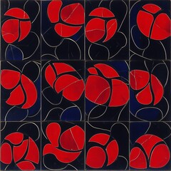 Poster - Abstract red and blue tile pattern.