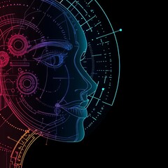 Poster - AI female face profile.
