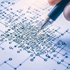 Poster - Close-up of hand drawing complex circuit diagram.
