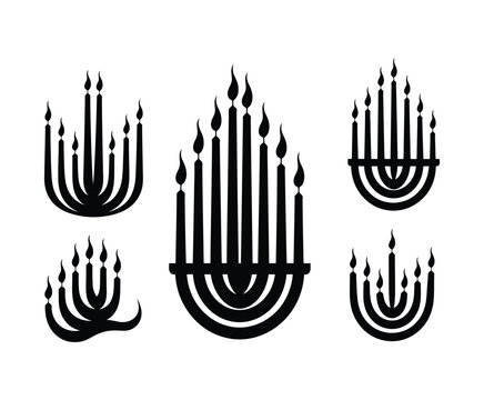 Simple Seven Candle Kinara Silhouette Vector Template