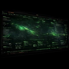 Aufkleber - futuristic green digital interface display showing data streams and network connections.