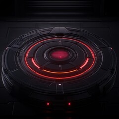 Poster - Futuristic red glowing circular technology interface.