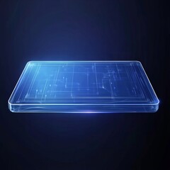 Poster - Futuristic transparent tablet with glowing circuit lines.