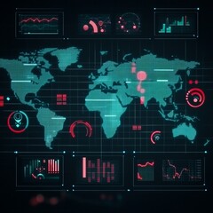 Poster - Global network data visualization on screen.