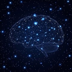 Poster - Glowing human brain constellation in space.