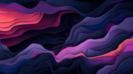 Poster - Abstract Layered Waves in Vibrant Purple and Pink Tones
