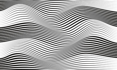 Wall Mural - abstract black edgy line wave pattern can be used background.