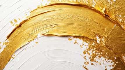 Poster - Artistic gold paint stroke on white canvas abstract artwork modern design studio environment close-up viewpoint visual elegance
