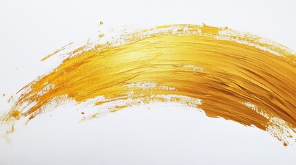 Poster - Dynamic golden brushstroke on canvas abstract art studio environment creative perspective visual expression