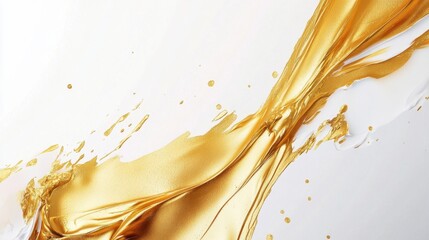 Poster - Dynamic golden liquid splash studio abstract art minimalist setting close-up view fluid motion concept for creative projects