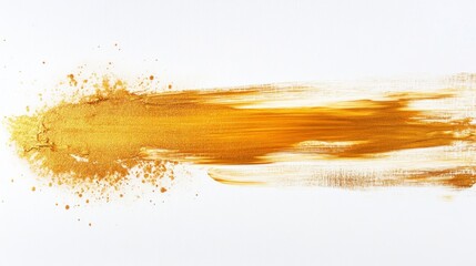 Poster - Dynamic golden brush stroke abstract art studio digital artwork clean background close-up view creative expression for modern design