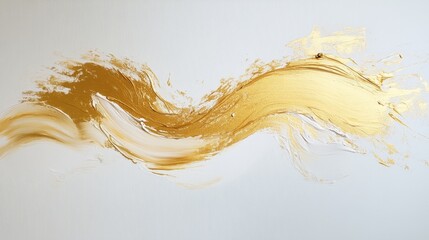 Poster - Dynamic golden paint stroke art creative studio abstract artwork minimalist design close-up view artistic expression for visual appeal
