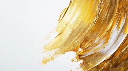 Poster - Dynamic golden brushstrokes abstract art studio setting creative process close-up modern aesthetic for artistic expression